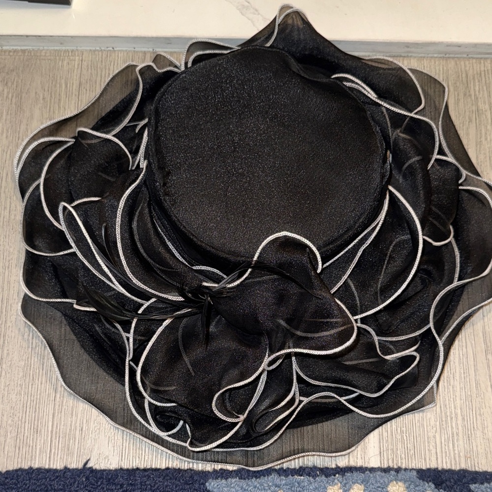 Black Ruffle Trim Woman's Dress Hat